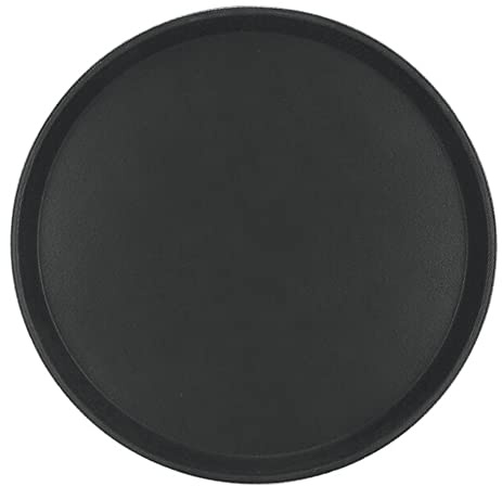 Pintinox - Vassoio da portata in plastica con tappetino antiscivolo, diametro 355 mm, colore: Nero