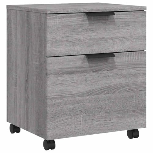 vidaXL Aktenschrank Mobil mit Rollen, Rollschrank Rollcontainer für Büro, Büroschrank mit viel Stauraum, Bürocontainer Schrank, Grau Sonoma