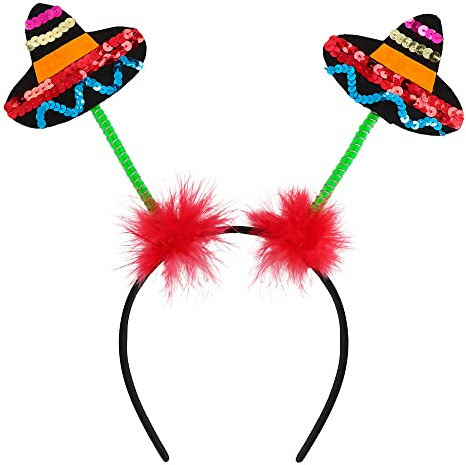Boland 54424 - Tiara mit wackelnden Sombreros, Haarreif für Damen und Herren, mit Minihut, Kopfschmuck für eine Mexiko Party