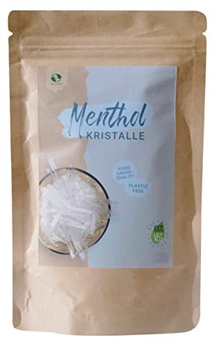 SudoreWell® Cristalli al mentolo in qualità alimentare, 100% puro olio di menta, in sacchetto di carta kraft (plastica free) 75 g