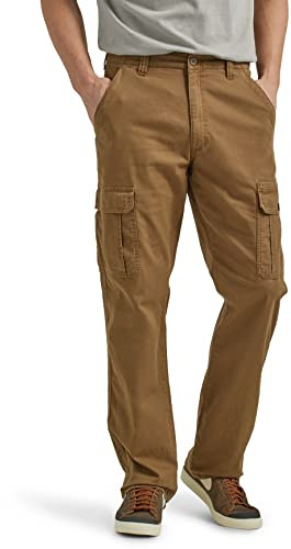 Wrangler Authentics Men's Relaxed Fit Stretch Cargo Pant, Kangaroo, 38W x 32L