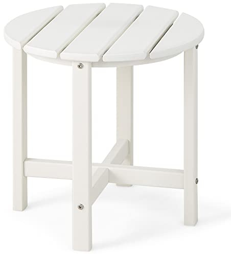 COSTWAY sidobord, litet trädgårdsbord av UV-resistent plast, balkongbord väderbeständigt, för terrass, balkong, trädgård, 46 x 46 x 46 cm, vitt