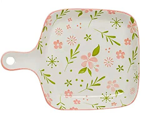 LUCBEI Lasagnera Teglia da Forno in Ceramica,Teglia da Forno in Ceramica con Manico,Teglia da Forno Quadrata con Fiori Spezzati ，Teglia da Forno for Cottura e Uso Quotidiano Teglie da Forno