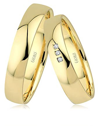 GIORO Andria Eheringe Trauringe Hochzeitsringe massiv Gold *handgefasste Brillanten* Paarpreis Echtes Gold (8 Karat (333) Weißgold)