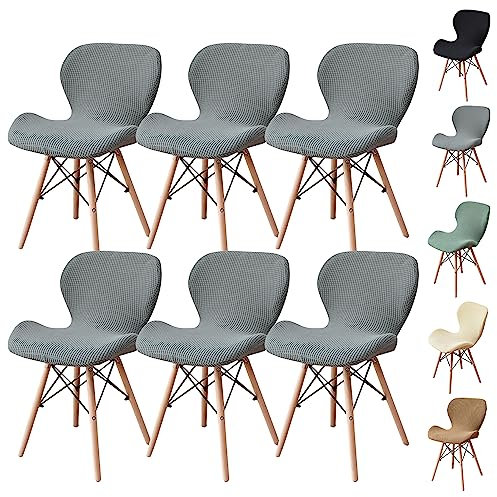 KCCRHIN Schalenstuhl Bezug Stuhlhussen 2/4/6 Er Set Stretch Moderne Stuhlüberzug Abnehmbar Waschbar Sitzbezug Für Esszimmerstühle Schwingstuhl Hochzeit Büro Bankette Partys Deko,Grey 6pcs