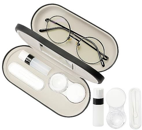 Eyeglass Case Double Sided Travel Size Cute Portable Contact Lens Box 2 in 1 Multifunction With Tool for Daily Outdoor Office