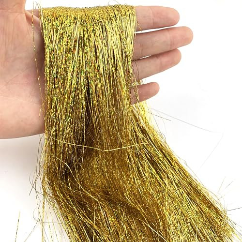 Heyiwell 2000 Strands Tinsel Icicles for Christmas Tree, Xmas,Birthday Party Wedding Decorations 18 Inch,Iridescent Gold