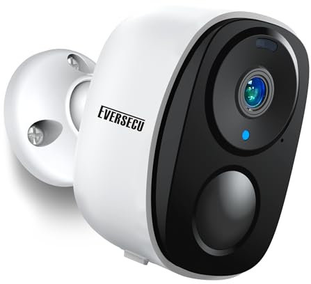 EVERSECU Telecamera di sicurezza wireless per esterni 2K 3MP Supporto accoppiamento tramite Bluetooth, batteria ricaricabile WiFi domestica CCTV Bullet Camera, Spotlight, PIR Motion Detection, audio a