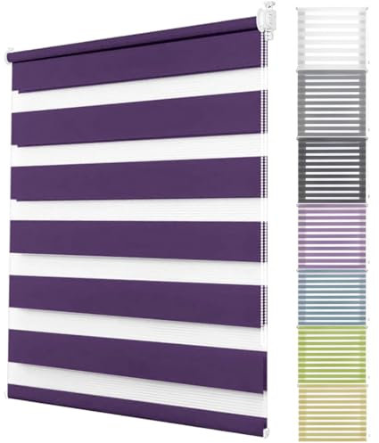 Thermorollo ohne Bohren 80 x 240 cm Hitzeschutz, Sichtschutz Thermorollo Verdunkelungsrollo mit Klemmträger für Tür & Fenster, Lila