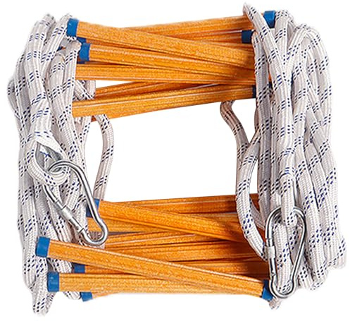 NASSMOSSE Rope Ladder with Carabiner 10ft Nylon Fire Escape Ladder Non-slip Fire Ladder Heavy Duty Emergency Ladder for Climbing Training Rescue