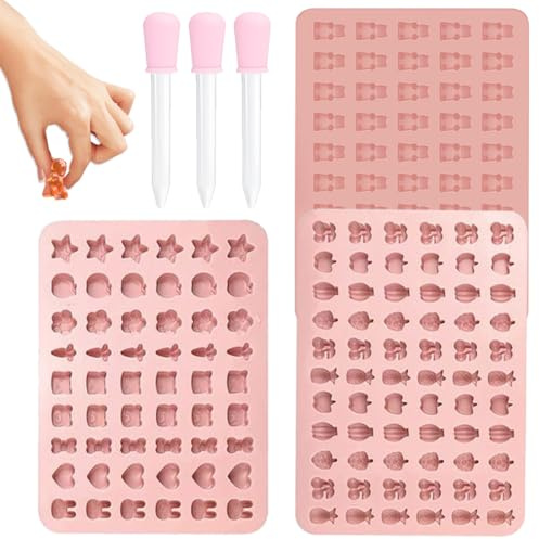 3 stycken gummibjörnsform, gummibjörnar gör-det-själv set, godis silikonform, bakform björn formar non-stick, mini chokladformar, med 3 droppar, för choklad gelé