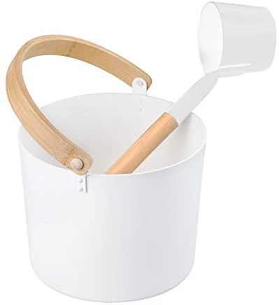 Cubo De Sauna De Aluminio, Juego De 1/2 Barriles De Sauna, Suministros De | Cubo De Hammam, Cubo De Sauna Con Mango De Madera, Accesorios De Spa, Cubo De Sauna Finlandesa De Lujo Con Cucharón A Juego
