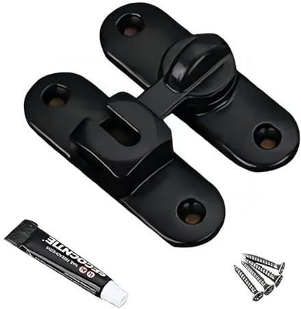 Toolzia Flip Barn Door Lock, 90 Degree Locks for Barn Security Door Latch with Screws Small Gate Latches Hardware for Barn, Garden, Bathroom, Cabinet, Window, Sliding Door (Black)