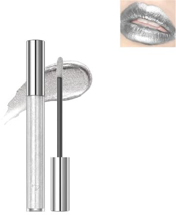 Dyceittdia Pintalabios líquido, 2,4 g, brillo de labios antiadherente, brillo de labios brillante, color de larga duración, lápices labiales multifuncionales, plata, lipsticks6