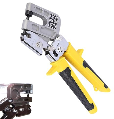 Tuxxjzm Crimpadora de chapa, crimpadora de pernos de metal, crimpadora de abrazadera, crimpadora de canalón de mango antideslizante con cabezal de corte de aleación para fijación del hogar, ingeniería