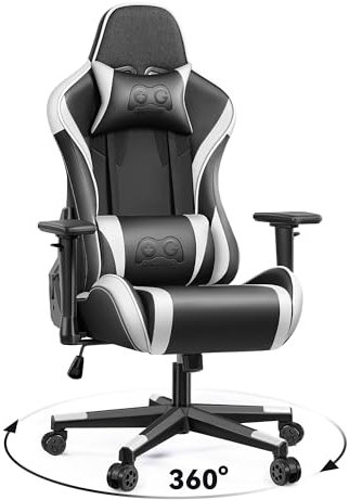 OneGame Gaming Sthul, Ergonomischer Computer Gamer Chair 3D Armrests Bürostuhl höhenverstellbar Drehstuhl mit Verstellbare hohe Rückenlehne 150KG, Weiß