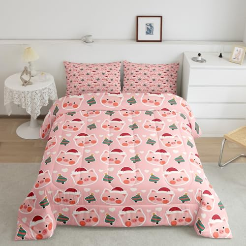 Homemissing Kids Pig Comforter Set for Girls Lovely Pig King Size for Boys Girls Children Farmhouse Animal Quilted Duvet Sets