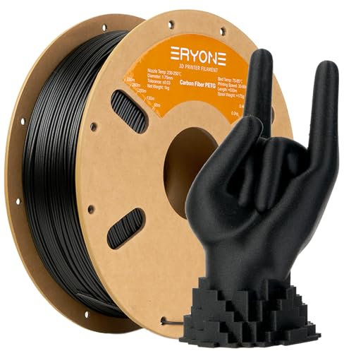 ERYONE PETG Carbon Fiber Filament 1.75mm +/- 0.03mm, PETG CF 3D Drucker Filament, 1kg Spool (2.2LBS), Black