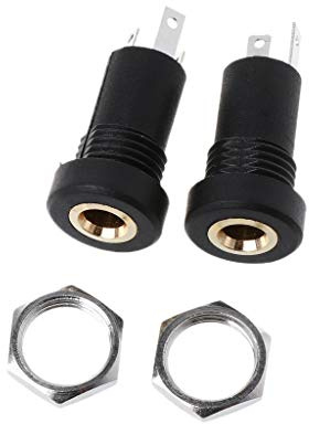 2 x 3,5 mm Buchse, 3 schwarze Stereo-Lötplattenmontage, goldfarben mit