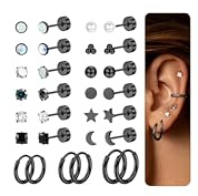 Diamday 15 par örhängen kirurgiskt stål kvinnor män örhängen set piercing öra guld silver medicinska örhängen kreoler örhängen allergivänliga helix brosk flatback örhängen flera piercing, Rostfritt