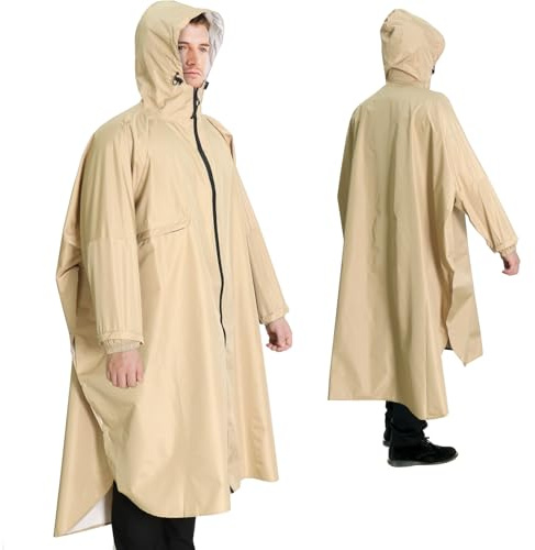 ANYOO Waterproof Rain Poncho for adults Lightweight Reusable Hiking Hooded Coat Jacket for Outdoor Activities