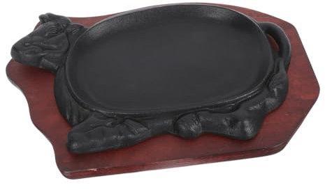 Cabilock Piatto per Bistecca Antiaderente in Ghisa Vassoio in da 21x14 Cm per Grigliate di Carne e Design per Cene in Famiglia