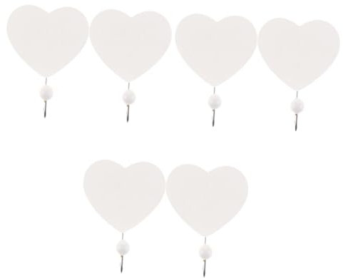 OKUMEYR 6pcs Hanging Storage Organiser Wall Hook Heart Shape Hanger for Key Belt