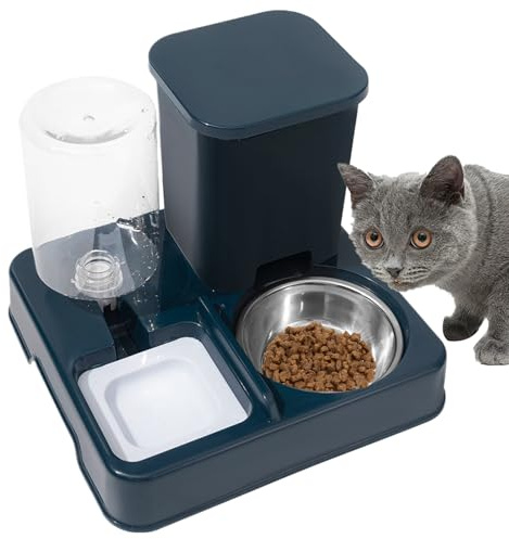2-in-1 Automatischer Futterspender für Haustiere, Katzen- und Hundefutterspender und Wasserspender, 750 g Futterspender und 1 l Wasser-Futterspender 2-in-1 für Katzenfutterstation