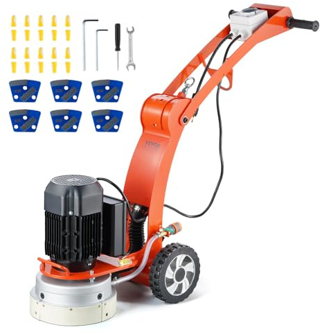 VEVOR 10-Inch Electric Concrete Floor Grinder, 1.7HP Walk-Behind Polisher, 1300W, 1720RPM Brushless Motor