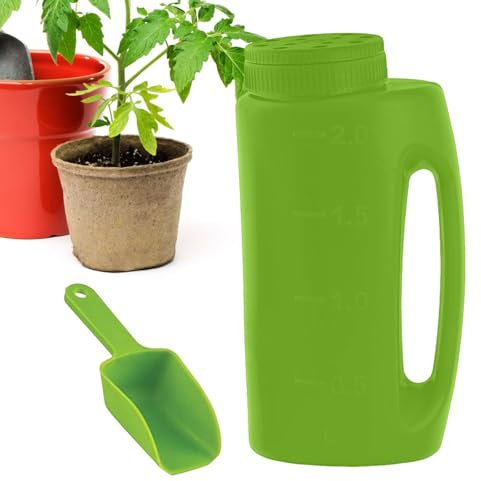 Spargitore di sale – Broadcast, disperdente di grani regolabile | 2 l (1,5 kg) di capacità e dispersione da giardino, bottiglia portatile per fertilizzanti, mangimi, gelati