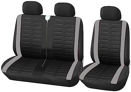 NITRIMS Autositzbezüge 2+1 Sitzbezüge Autositzbezug Transporter/Van Universal Autositz LKW Innenraum Für VW Für Crafter LT T4 T5 Auto Sitzbezüge(Gray)
