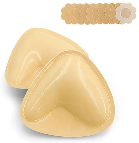 BelleVive 2 unidades de insertos adhesivos dobles para sujetadores, reutilizables con efecto de levantamiento Push-Up, almohadillas adhesivas para sujetadores, insertos sin tirantes para bikinis