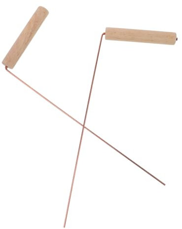 MUCKLILY Baguettes De Sourcier en Laiton pour Extérieur Bâtons Longs Robustes Manche en Bois Plat Accessoire Divination Camping Randonnée Détection Métaux Or