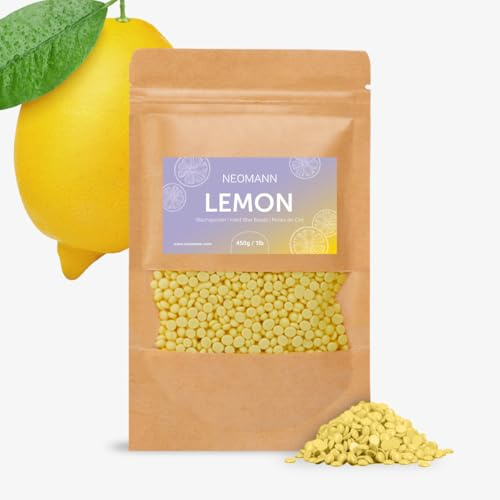 NEOMANN Hartwachs Perlen Lemon (450g) – Zitronenduft Heißwachs zur schmerzfreien Haarentfernung – Waxing Beans für Gesicht, Beine, Bikini & Körper – für alle Wachswärmer geeignet