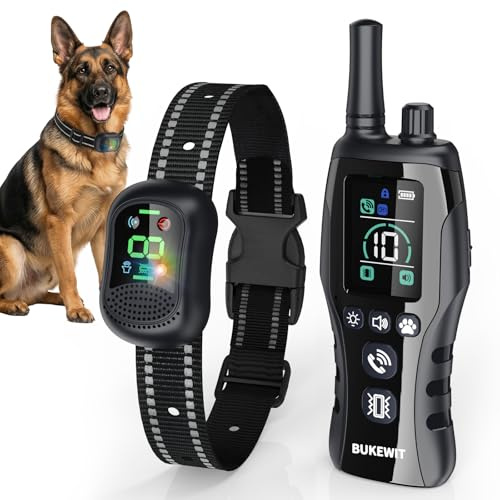 BUKEWIT Anti Bark Collar for Dogs,Dog Training Collar With Remote,3Training Modes Sound/Vibration/Beep，Rechargeable E-Collar with 4900Ft Remote Range,Bark Collars for Large Medium Small Dogs