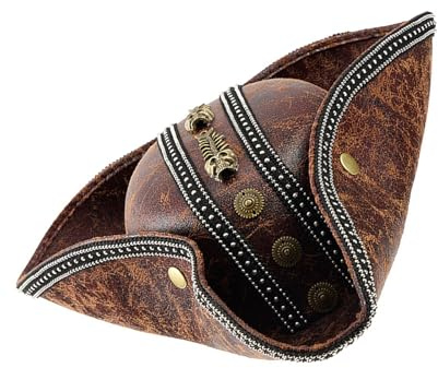 Bequemer Piratenhut aus PU-Leder für Erwachsene, Herren, Damen, Cosplay, Dreispitz für Halloween, Piratenkostüm, Zubehör, Steampunks, Kostümzubehör