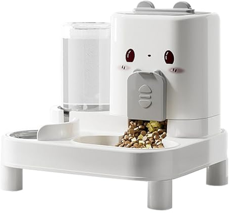 Automatischer Katzenfutter & Wasserspender Set 2-in-1-800ml Wasser + 1800ml Futterautomat, großes Spenderset für Katzen, kleine Hunde & Welpen, langanhaltende Versorgung