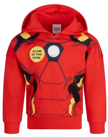Marvel Iron Man Felpa con Cappuccio Ufficiale Bambini, 100% Cotone, 4-5 Anni: 110cm, Rosso