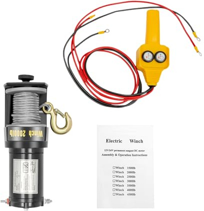 Treuil électrique 12 V, capacité de charge 200 kg, avec télécommande, IP67, étanche IP67, pour voiture, bateau, ATV, câble en acier de 6 m, treuil élévateur, dispositif de traction