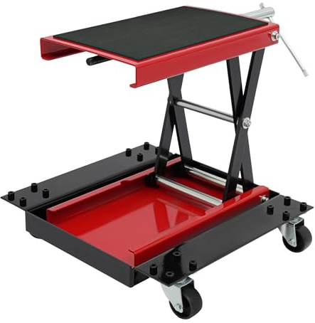 Soporte de maniobra móvil con ruedas, 500 kg, de acero, altura ajustable de 12 a 39 cm, elevador de motocicleta plegable para reparación de motocicletas, antideslizante