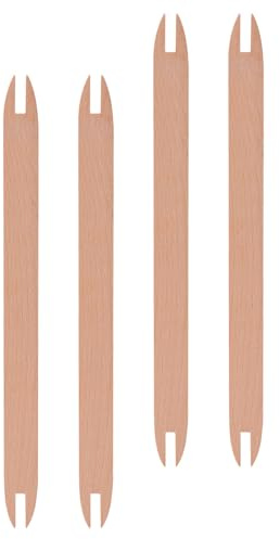 WOONEKY Bois Navette de Tissage Lot de 4 Pièces, Beige | Outil Léger et Portable, Usage Débutant, pour Voyage et Enseignement, Style Vintage en Bois