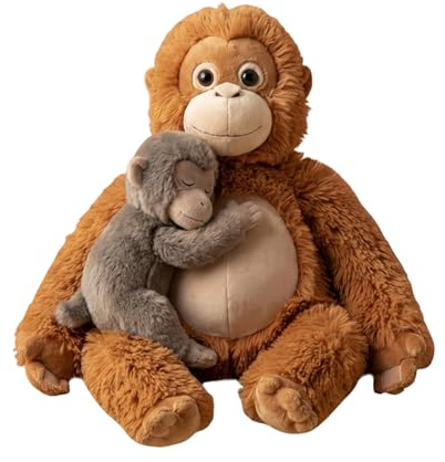 ZoraYorce 60 cm großes Mama Punch Monkey Plüschtier – Ultraweiches Babyäffchen & Orang-Utan Kuscheltier, strapazierfähiges Orang-Utan-Plüschtier für emotionalen Trost, kuscheliges Kuschelkissen