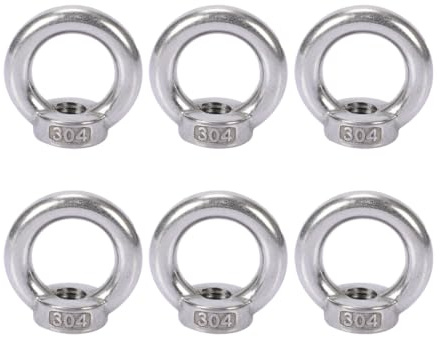 6 Pieces Ecrou a Anneau M8 Acier Inoxydable 304 Ecrous a Oeil Femelle | Levage, Filete, Boulon, Quincaillerie, Fixation, Corde, Accessoire, Industriel, Qualite, Solid, Pratique, Robuste