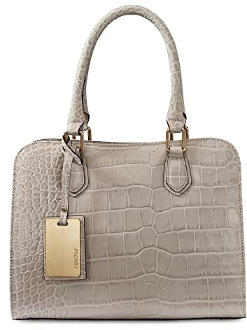 Picard, Damen Schultertasche aus Leder, in der Farbe Kiesel/Hellgrau, aus der Serie Weimar, mit Henkel, 555036N048