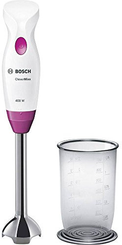 Mixeur plongeant, 400 W, acier inoxydable, pied amovible, bol gradué, Bosch MSM2410D Weiß/Wild Purple
