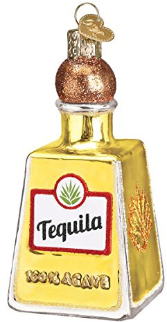 Viejo Mundo Navidad Adultos Bebidas Vidrio soplado Adornos para árbol de Navidad, Botella de Tequila