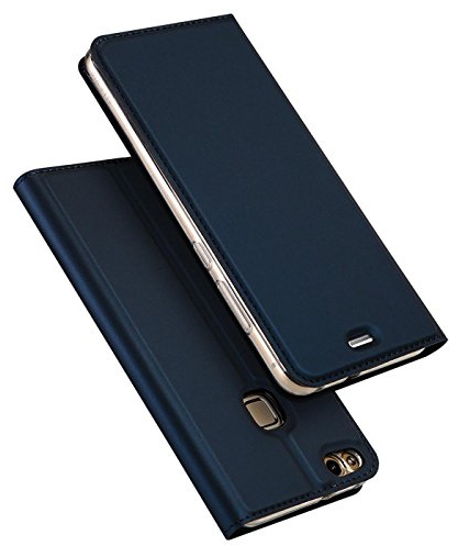 Verco Handyhülle für P10 Lite, Premium Handy Flip Cover für Huawei P10 Lite Hülle [integr. Magnet] Book Case PU Leder Tasche, Blau