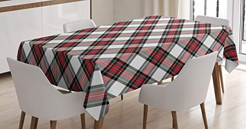 ABAKUHAUS Schottenkaro Tischdecke, Plaid Motiv Rhomben, Für den Inn und Outdoor Bereich geeignet Waschbar Druck Klar Kein Verblassen, 140 x 200 cm, Mehrfarbig