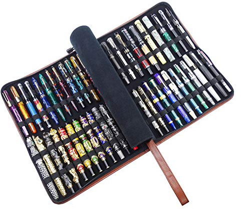 Lanxivi, XL-Etui aus Kunstleder für Kugelschreiber und Füllfederhalter, für 48 Stifte