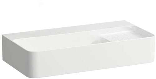 Laufen VAL Aufsatzwaschtisch COMPACT, ohne Hahnloch, mit Überlauf, 600x315mm, semi-trockener Bereich rechts, US geschl., H817285, Farbe: Weiß